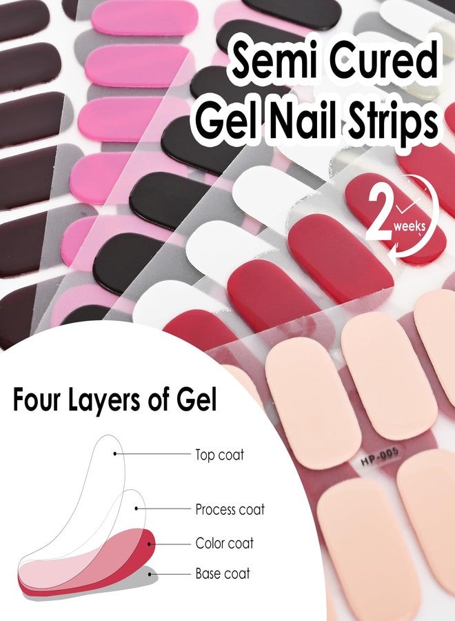 FREEORR French Semi Cured Gel Nail Strips, 32 Pcs White Long Lasting Gel Nail Wraps Stickers for Fall/Winter, UV Light Required, Easy Apply and Remove with Tools - Image 4